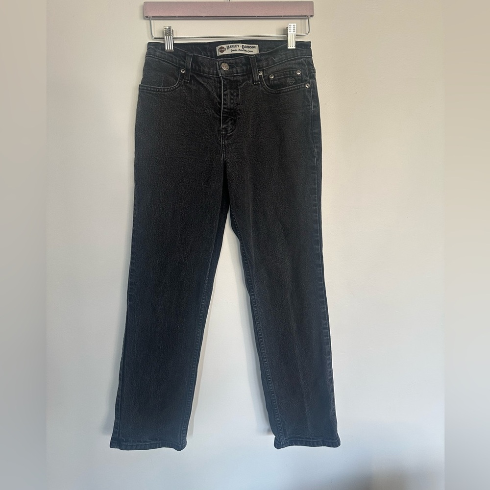 Harley-Davidson Women’s Black‎ Straight Leg Jeans Size 8P Vintage Y2K EUC